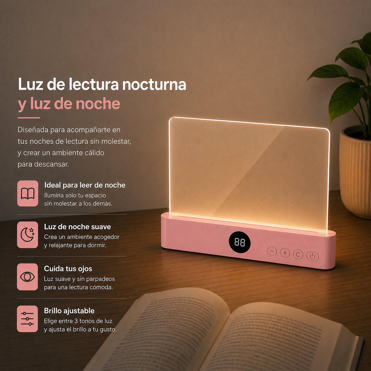 Página de luz para leer de noche